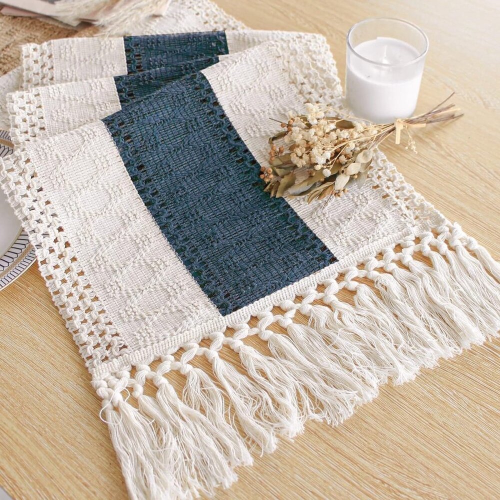 Boho Blue Table Runner 12x72" inches